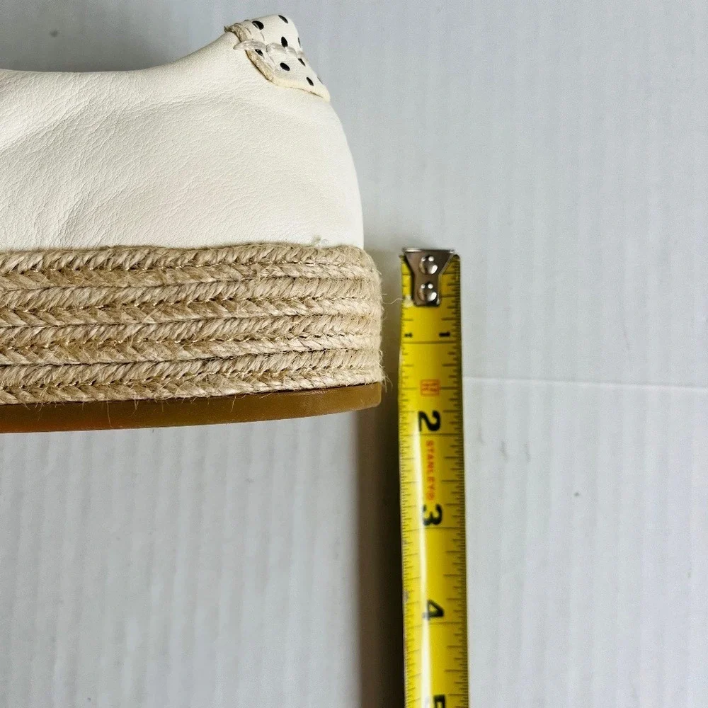 Dolce Vita Sz 6.5 White Leather Platform Espadrille Slip On Shoes Zipper Front